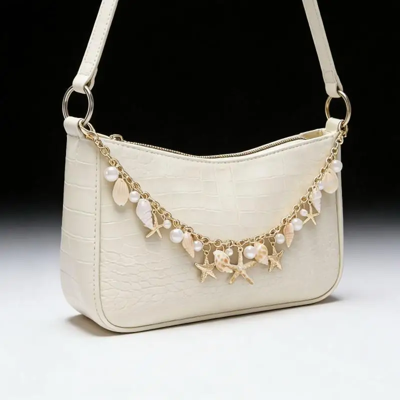 Imitation Pearl Shell Bag Pendant Chain Enamel Phone Charm Bag Chain Bag Extension Strap Crossbody Bag Accessories