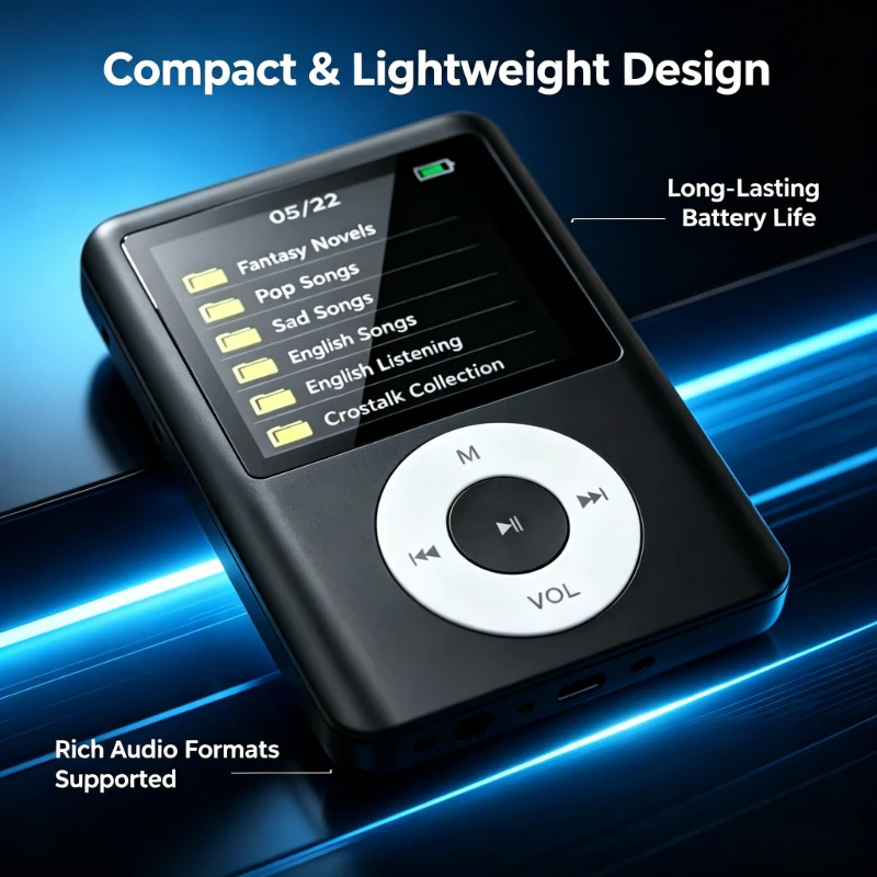 Reproductor MP3 Bluetooth Recargable de 128 GB con Radio FM y Función de Libro Electrónico, Reproductor de Música Digital Portátil para Niños y Adultos
