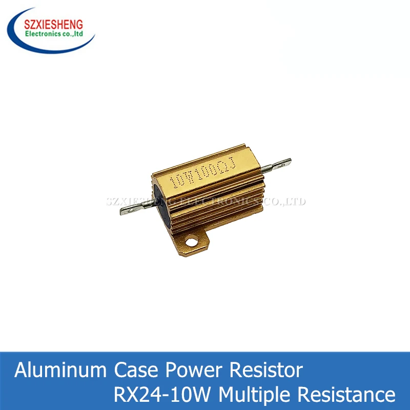 RX24 10W Aluminum Power Metal Shell Case Wirewound Resistor 0.1 ~ 30K 0.5 1 2 3 5 6 8 10 20 100 150 200 300 500 1K 10K ohm