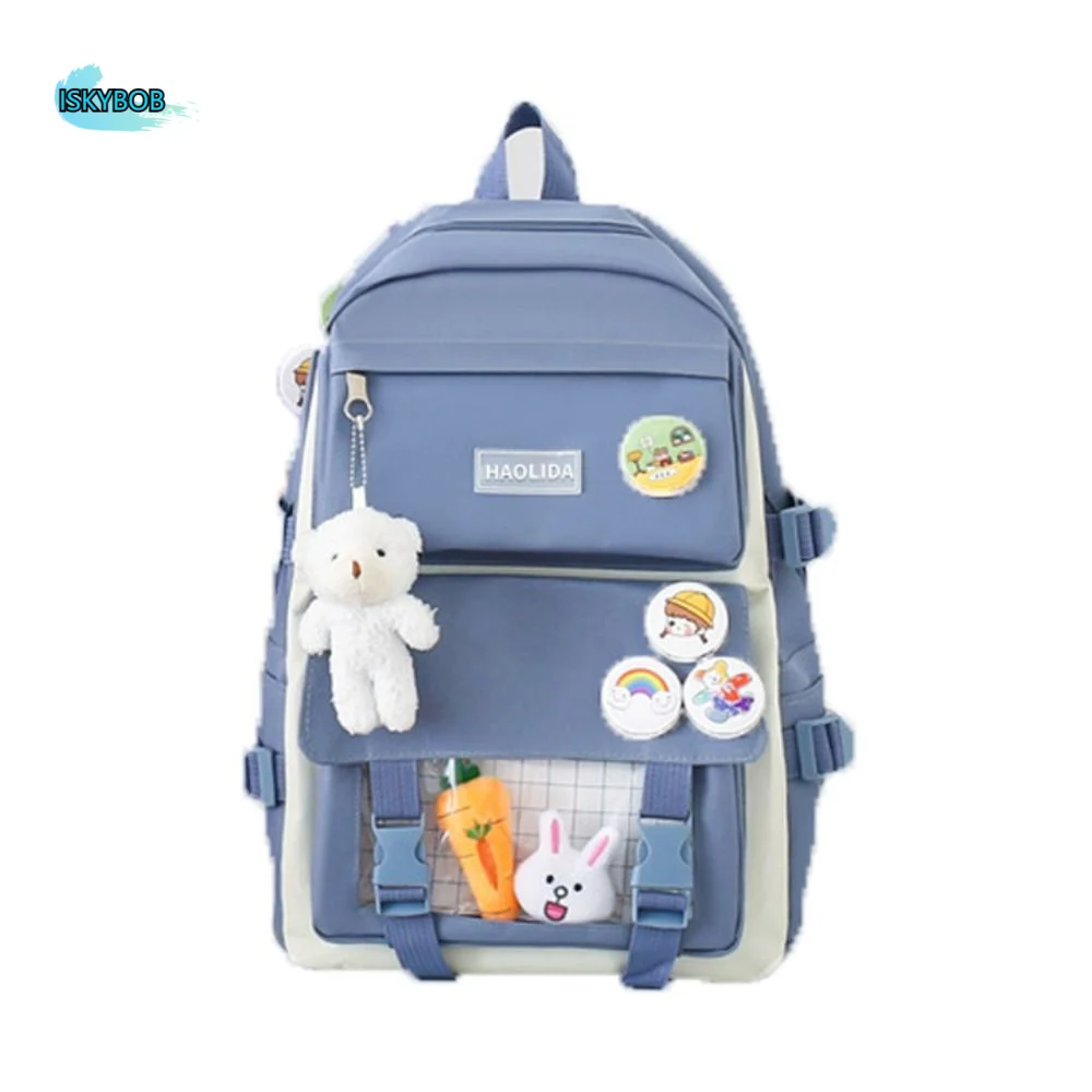Fashion Nylon Large Capacity Bags Canvas Commute Badge Shoulder Backpack Schoolbag Simple Korean Style School Bag Unisex