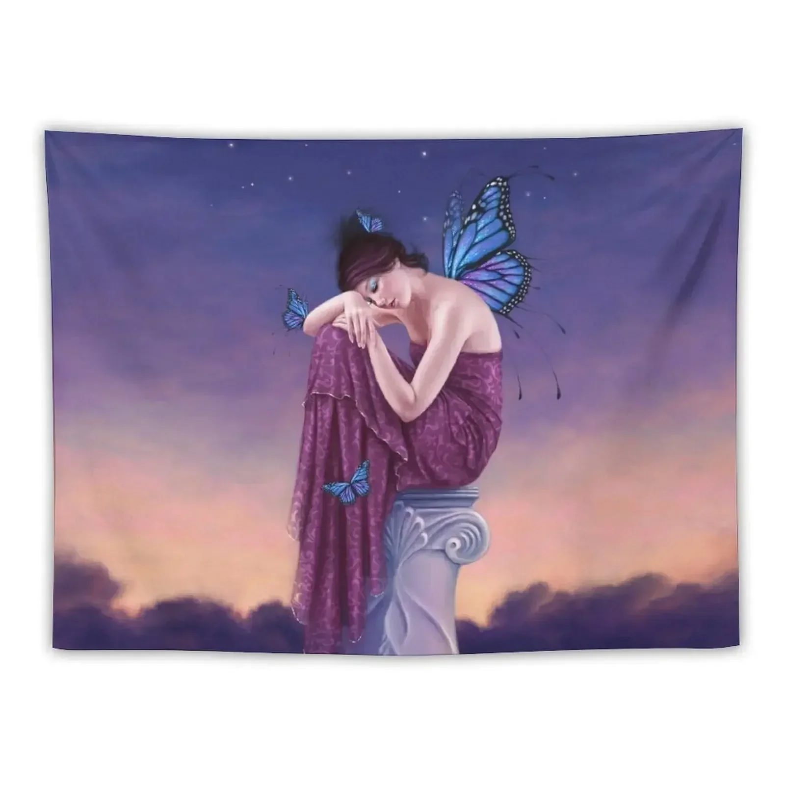 Sunset Blue Monarch Butterfly Fairy Tapestry Wall Art Home Decoration Accessories Tapestry