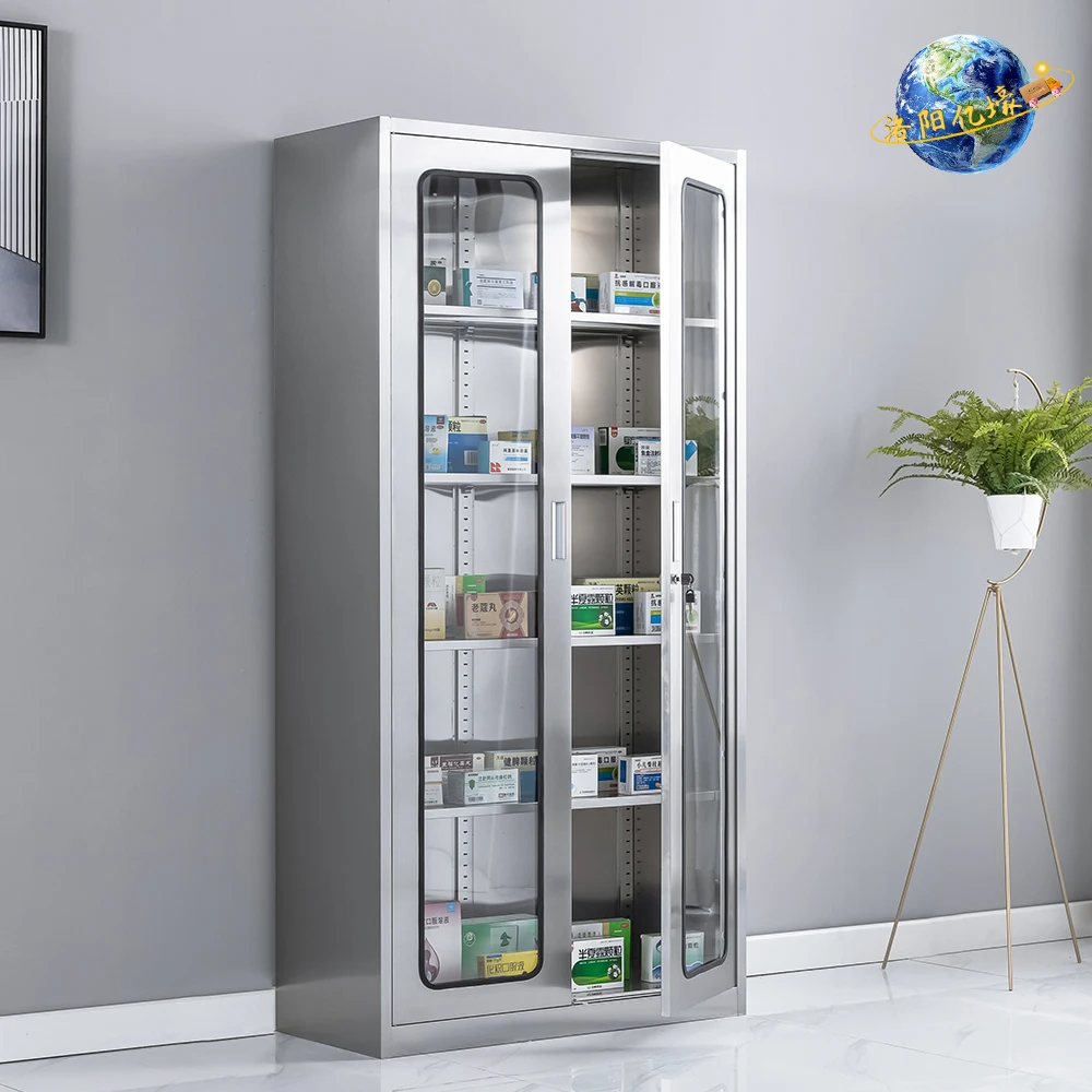 Armadietto ospedaliero in acciaio inossidabile con serratura per esposizione dei farmaci e funzionalità operative per stanze pulite