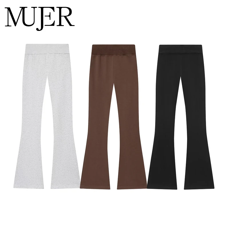 MUJER 2026 pantalones acampanados para mujer, conjuntos de pantalones de lana de cintura alta para mujer, pantalones de moda de primavera para mujer, novedad en pantalones Palazzo para mujer