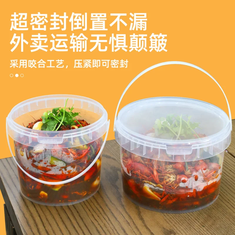 Custom. Thickened Food Grade PP Material Can Hold 2.5kg Small Crayfish Disposable Packing Box with Lid Thickened Transparent Buc