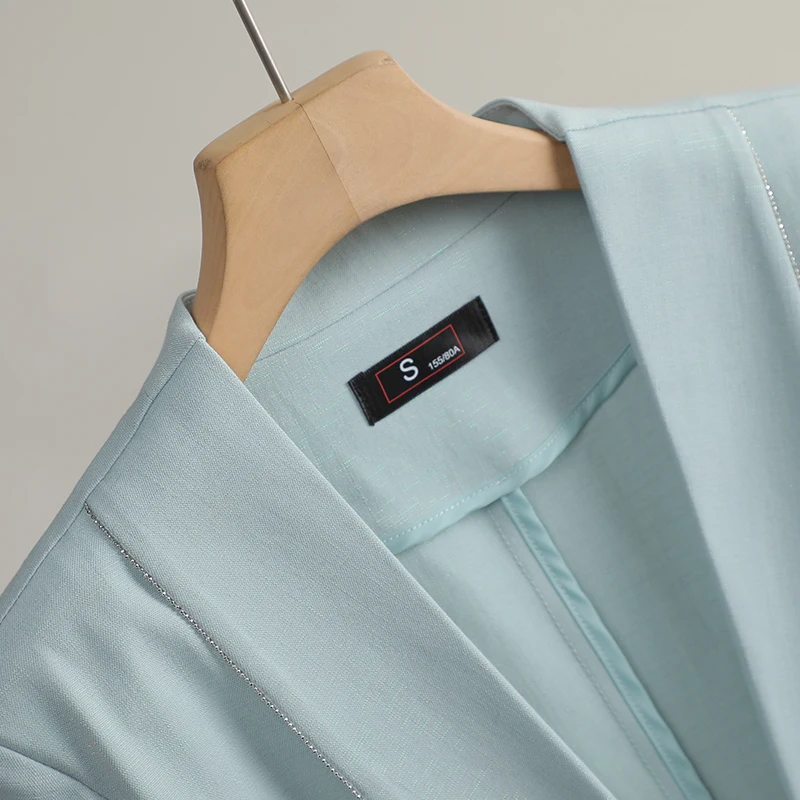 Navu feminino blazer casual único botão meia manga verde damasco preto terno fino senhoras casaco de escritório moda nova primavera jaqueta