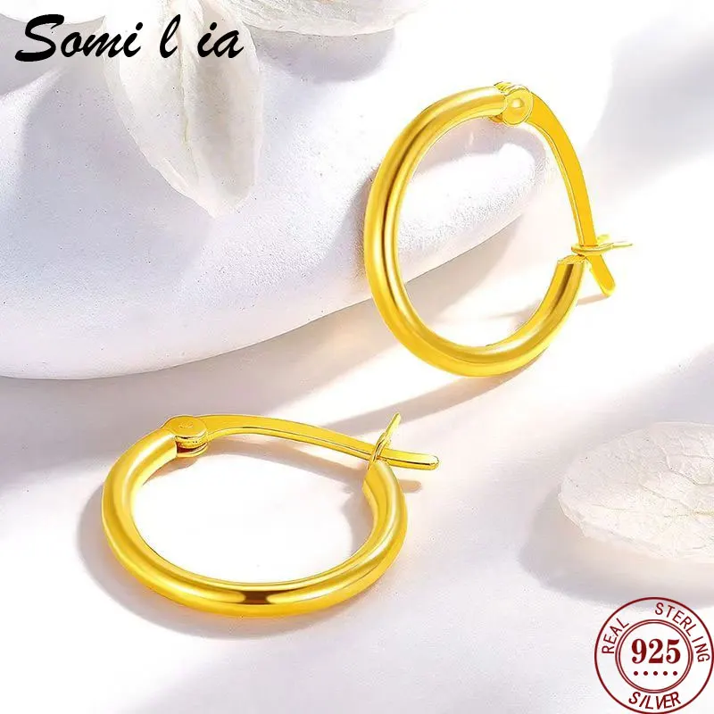 Somilia Classic 18K Gold Hoop Earrings for Women And Men 925 Sterling Silver Jewelry Female Fashion Earring 13 18 23 35mm