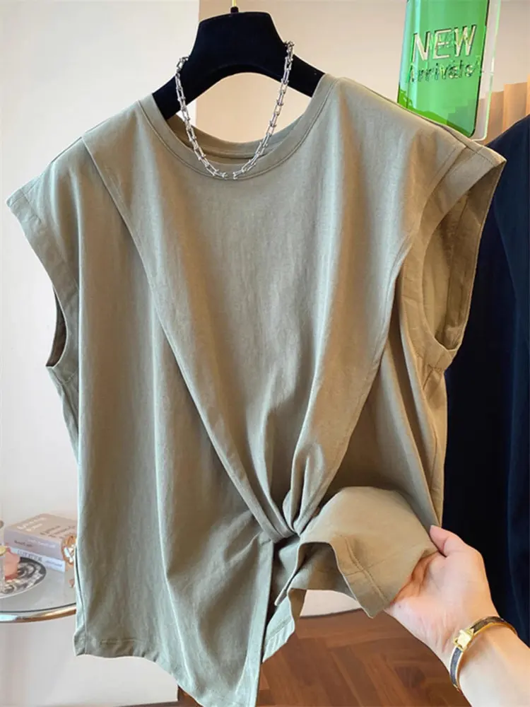 Irregular Twisted Flying Sleeve Sleeveless Top Loose Casual Summer Women Stylish Versatile