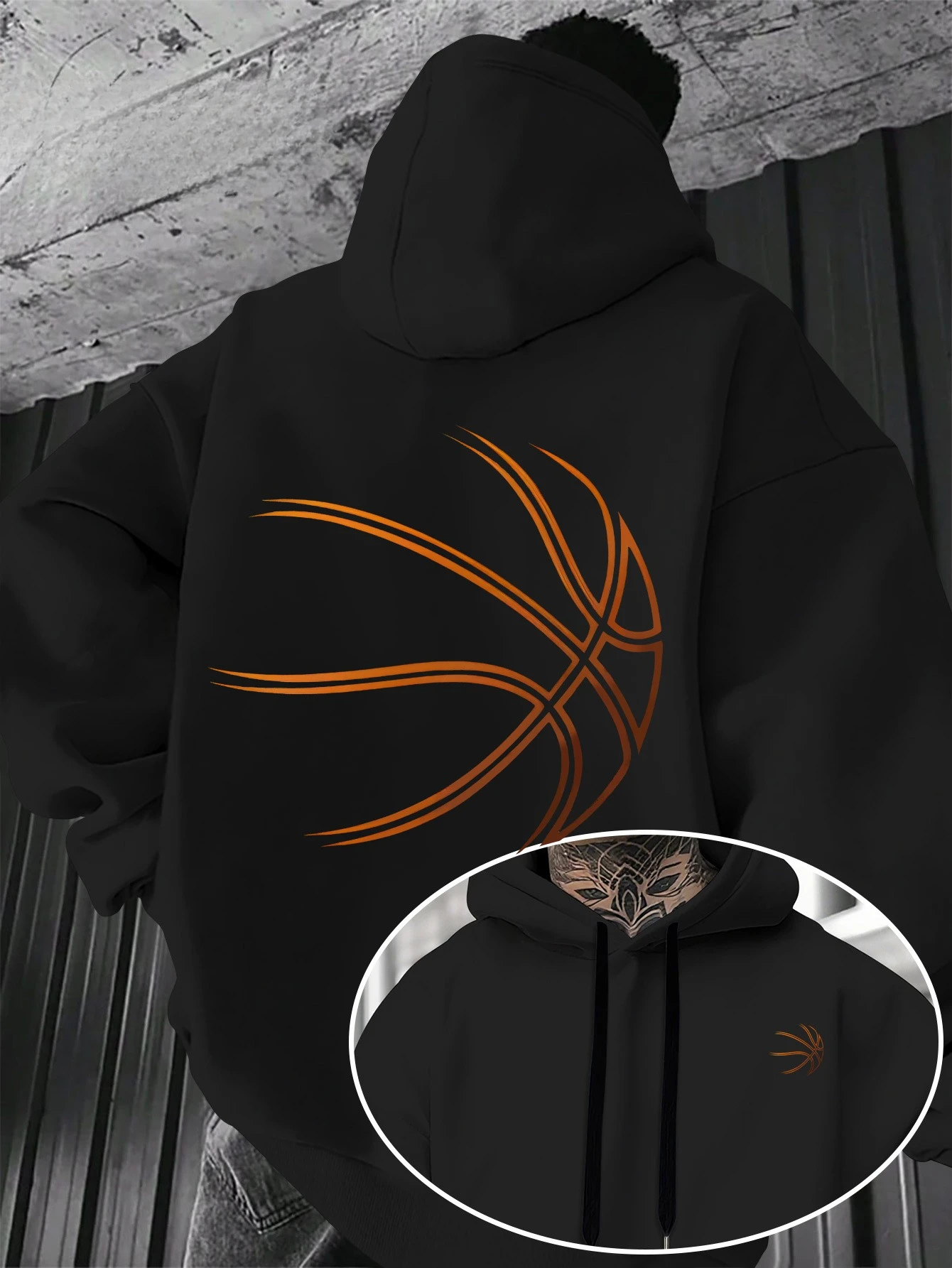 Herren Sport Hip-Hop Hoodie, Minimalistischer Basketball-Grafik-Streetwear, Russische Größe Fleece-Pullover Sweatshirt für Männer – Detail 3