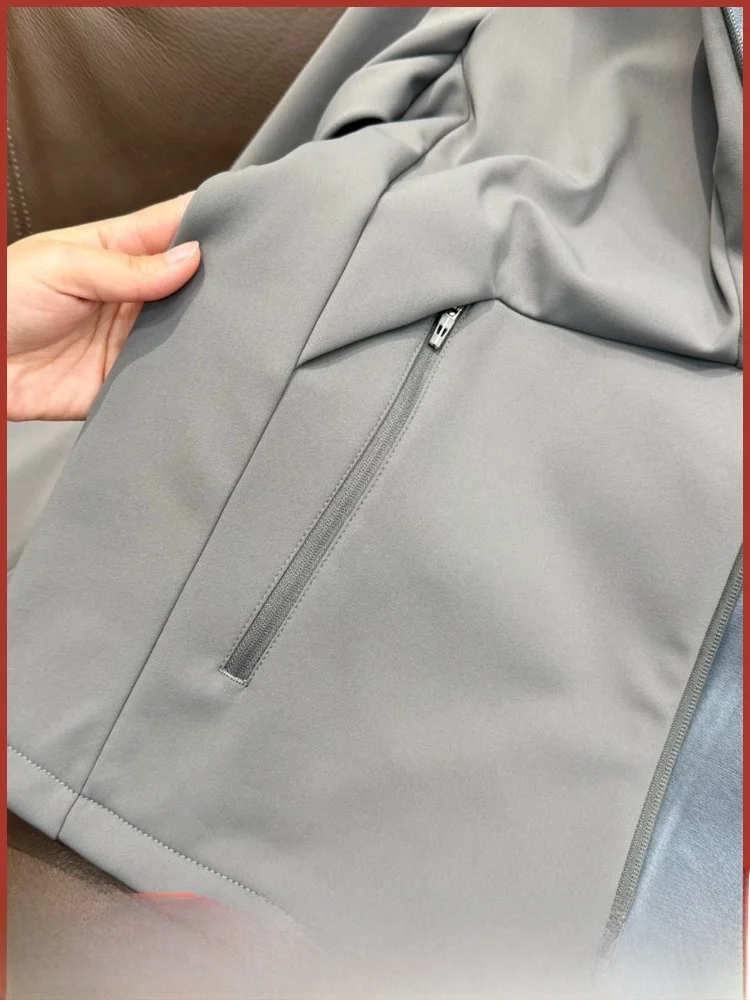 

High-End Outdoor Men's Fce Soft ell Jaet 4D Tailoring Autumn Winter New Arrival Windproof Casual Sle Zipper Closure