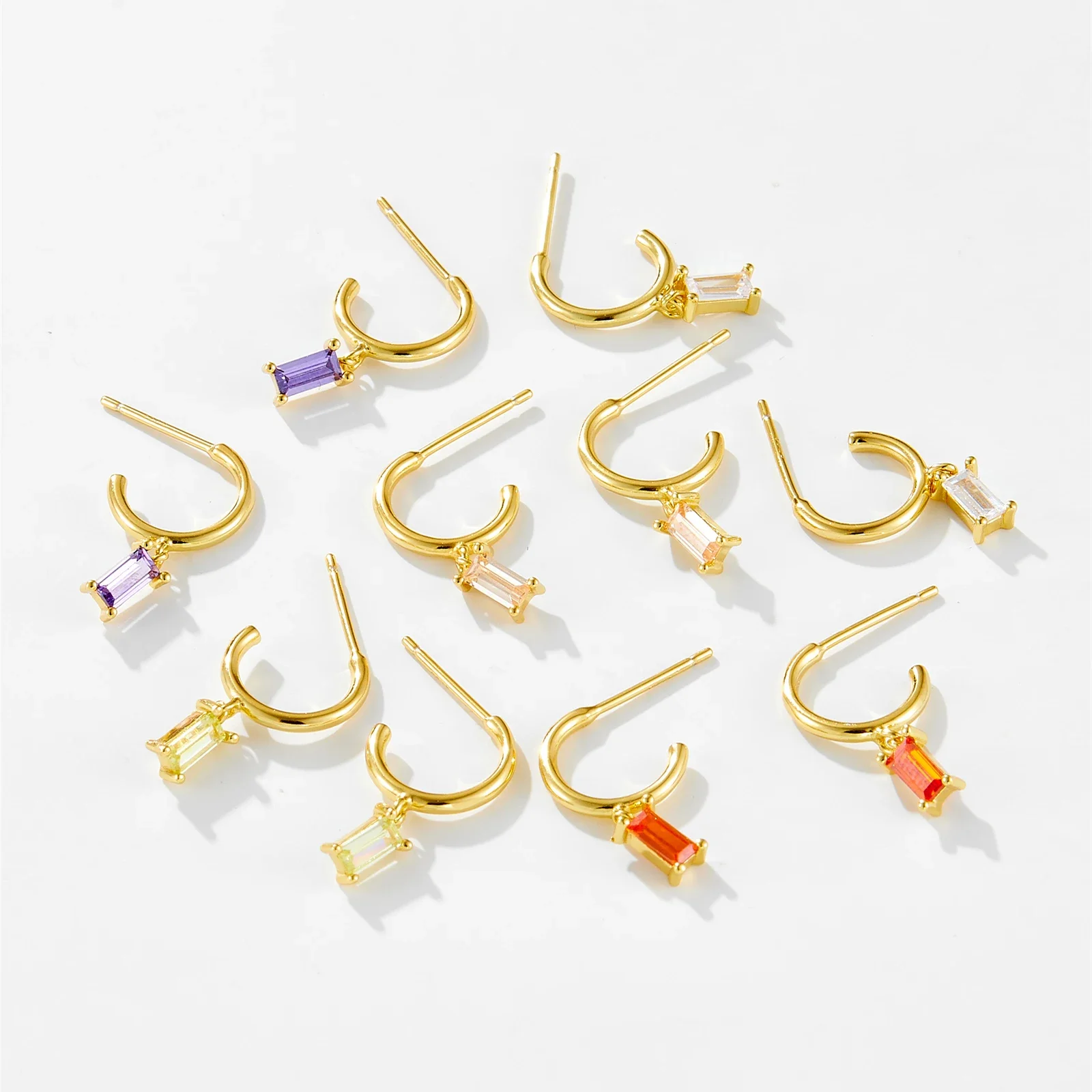 LOZOYA 925 Sterling Silver Middle 7.5mm Drop Earring Circle Huggies Piercing Colorful Zircon Women 2026 Luxury Fine Jewelry