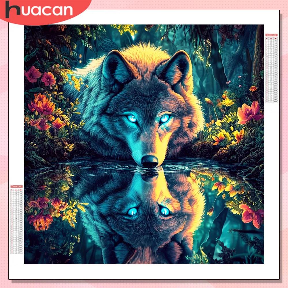 HUACAN Diamond Art Wolf Animal Crafts Diy Gift Rhinestones D