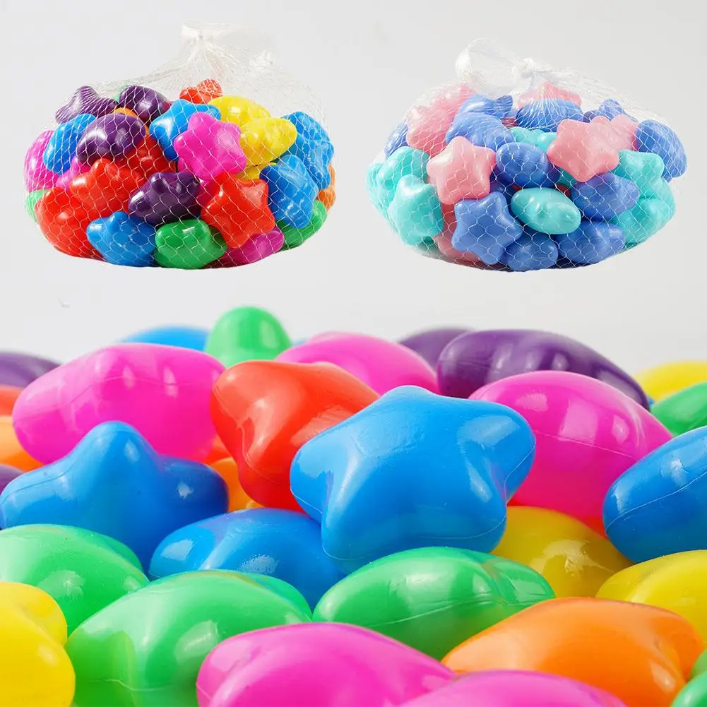 Boule de piscine en plastique souple pour enfants, cuillère à soupe, vague d'océan, jeu d'eau en plein air, balle de tente, comparateur de couleur, forme d'étoile, jouets de piscine, 50 pièces