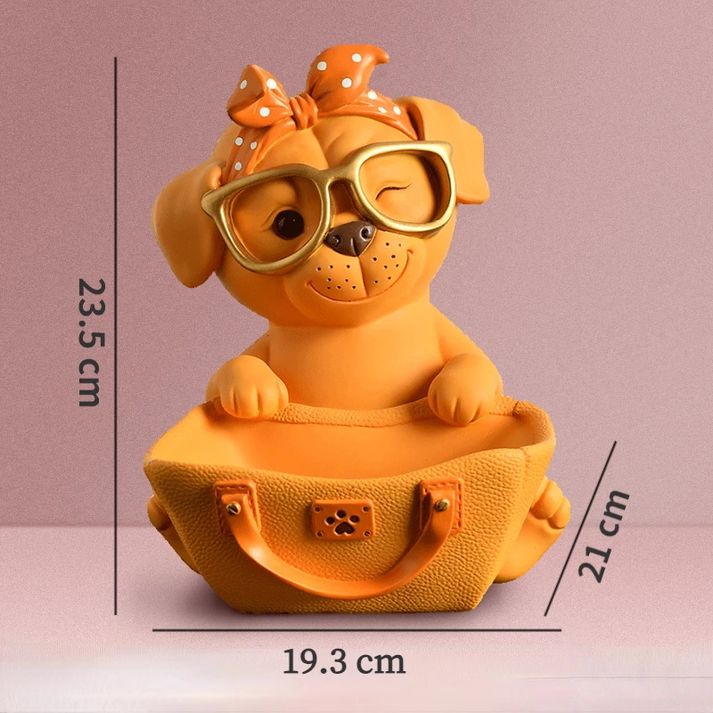 Imagem -03 - Estátua de Cachorro de Resina para Sala e Quarto Desktop Craft Decoração Batom Candy Key e Armazenamento de Relógios Presente de Aniversário Bonito