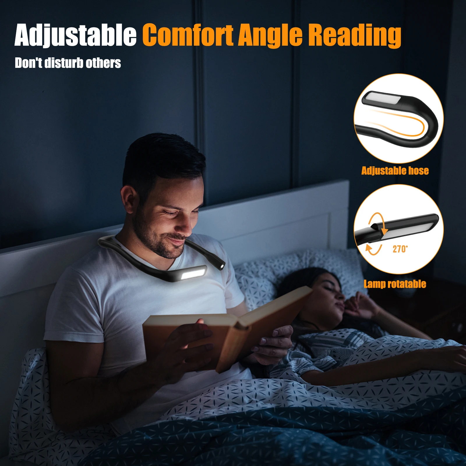 Luces LED de lectura para el cuello, lámpara Flexible y Flexible, ajustable y portátil, luz colgante para libros, iluminación de Camping