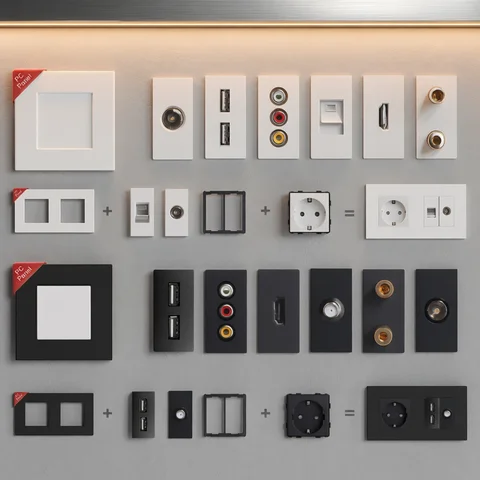 BSEED Wall Internet Cat5 Socket Plastic Frame Parts USB Charge Port TV Satellite Interface Function DIY Combination