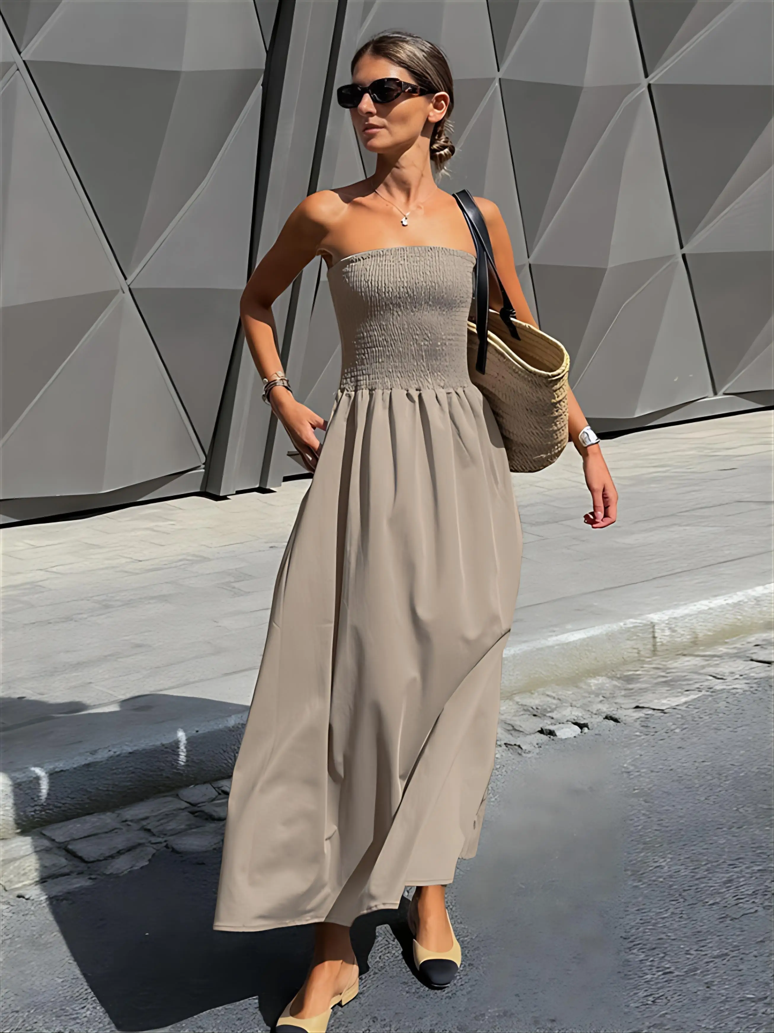 فساتين نسائية فستان خريفي صغير مشروط مضلع بأزرار وأكمام طويلة حضري الحد الأدنى الجرونج عيد الميلاد الجوف خارج حار #1