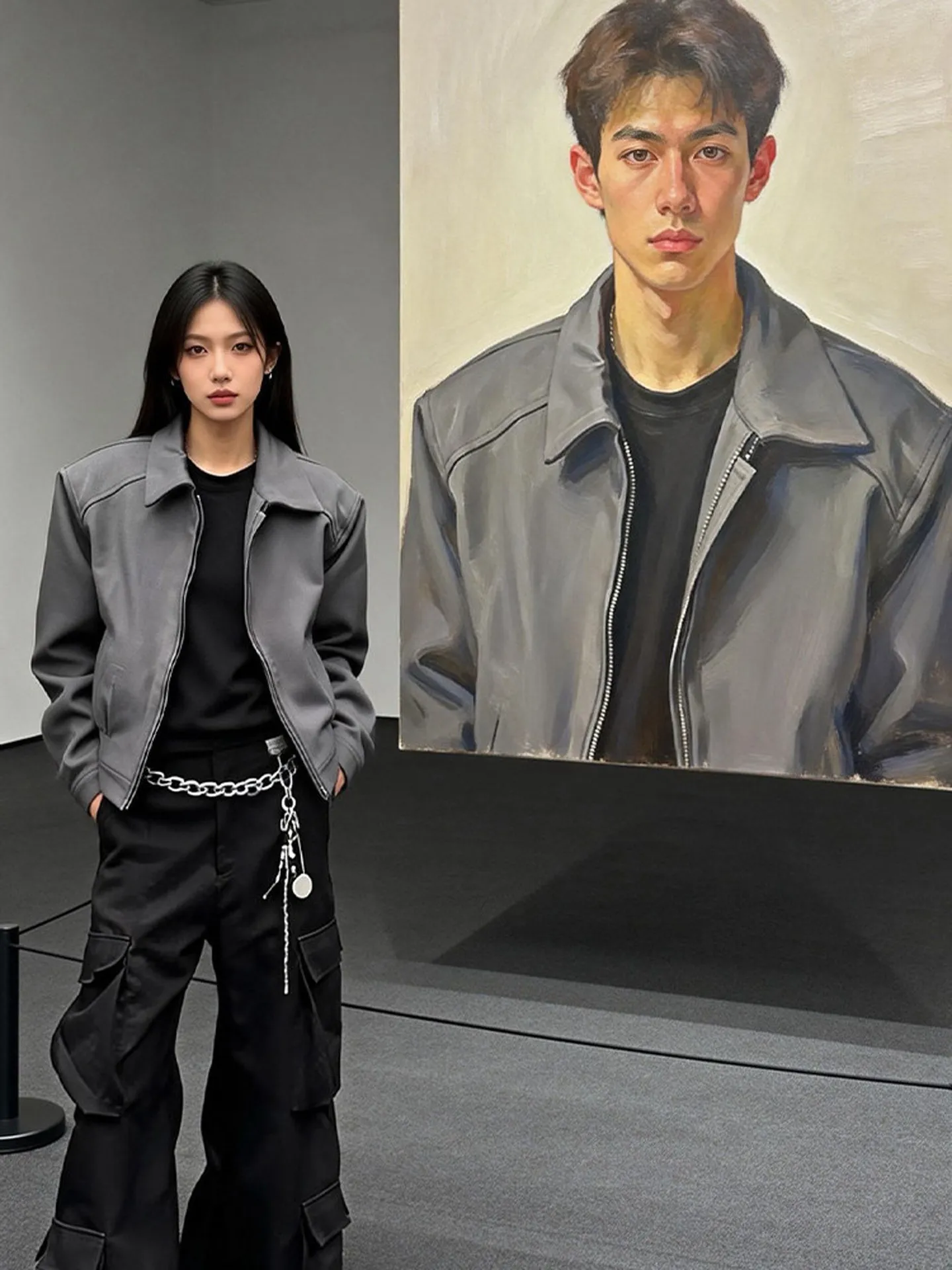 American Retro Shoulder Pad Jacket Men's Spring Autumn Cleanfit Short Style Button up Casual Zipper Closure No Hat Included
