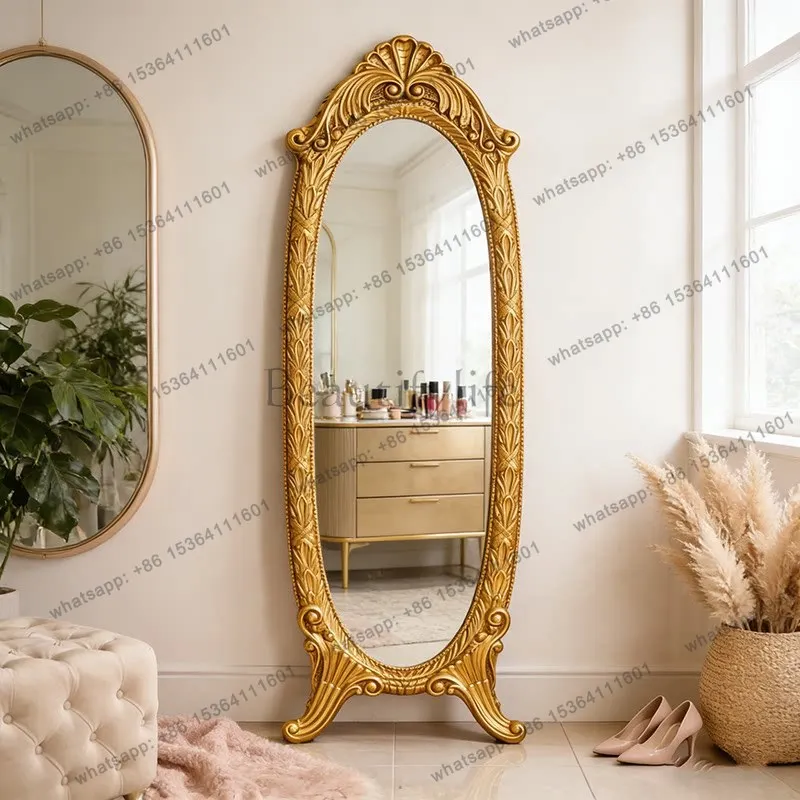 French retro floor-to-ceiling full-length mirror bedroom cloakroom fitting mirror wall hanging