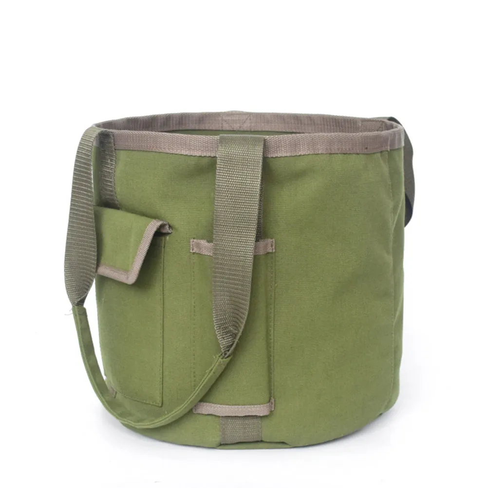 1Pcs Gardening Tools Waterproof Canvas Bag Large Capacity Garden Shovel Tote Bucket Storage Portable Dark Green