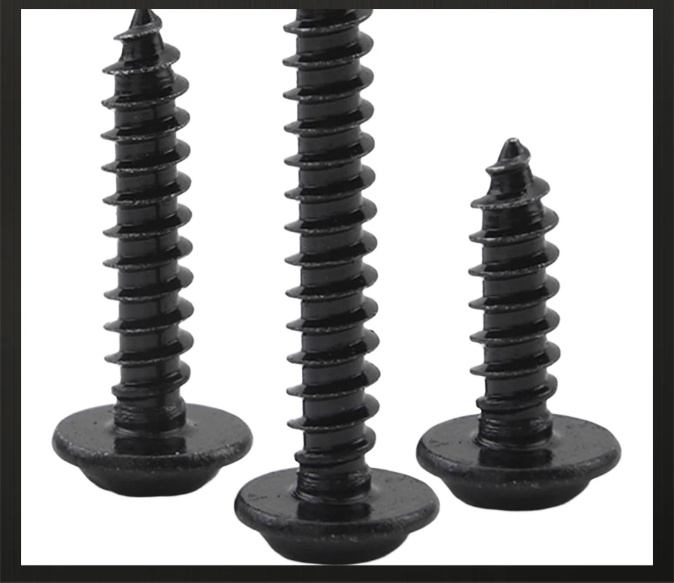 30 Stück/Beutel Schwarze Edelstahl-Torx-Schrauben mit Rundkopf und Unterlegscheibe, Selbstschneidend M2 M2.6 M3 M4 M5 M6, Sternschlitz-Flachkopf-Holzschrauben – Detail 9