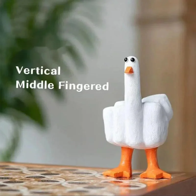 

Middle Finger Duck Toy Cartoon Boring Interest Creative Funny Desktop Ornaments Given Student Ornament Unisex Birthday Gifts New