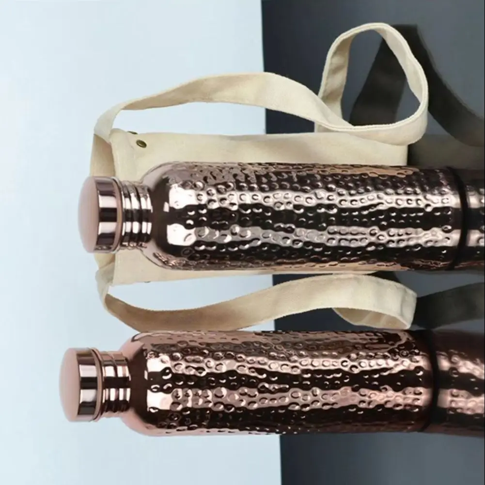 

800ML Copper Sports Water Bottle Hammer Pattern Large Capacity Leakproof Cycling Gym Fitness Electroplating Drinking Cup 2025