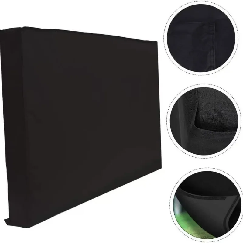 Outdoor TV Cover Wall Mounted Television Protective Case Waterproof Dustproof Black Monitor Dust Cover for Garden Patio Backyard