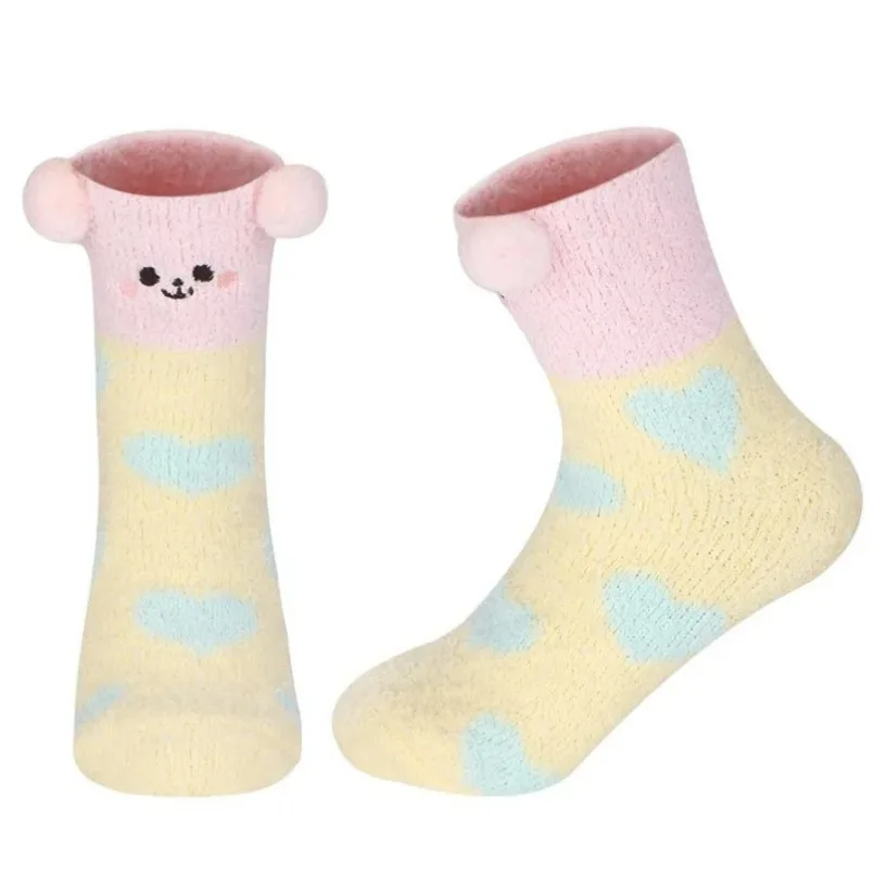 Fluffy Short Socks Women Fuzzy Winter Ladies Floor Warm Plush Comfy Cartoon Animal Funny Cute Kawaii Slippers Sock Designer