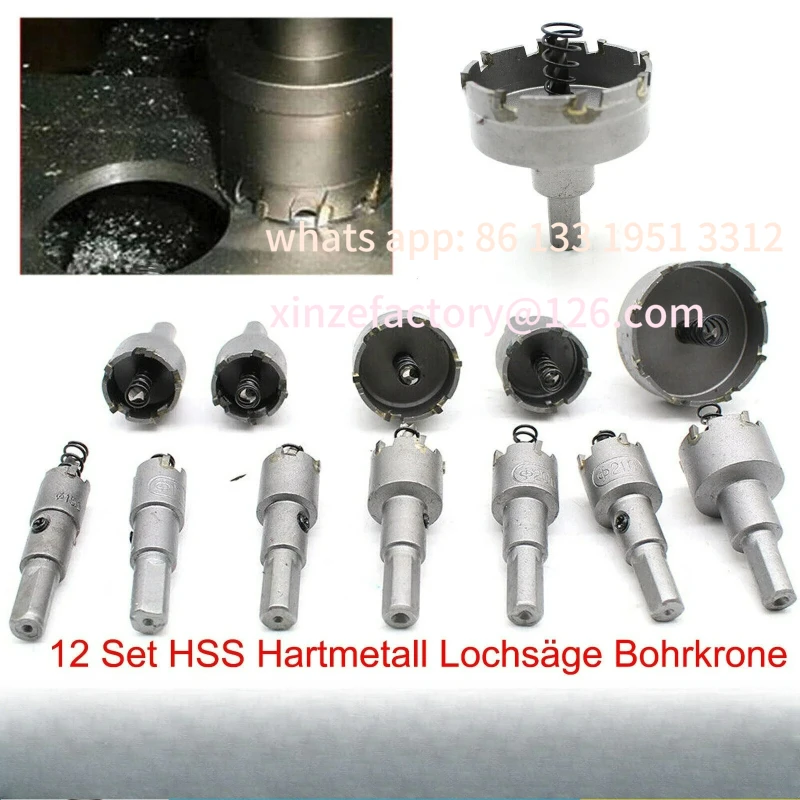 Set da 12 punte da trapano per sega a tazza in carburo HSS personalizzabili, taglierina circolare, punta da 15 mm-50 mm, punte elicoidali in metallo