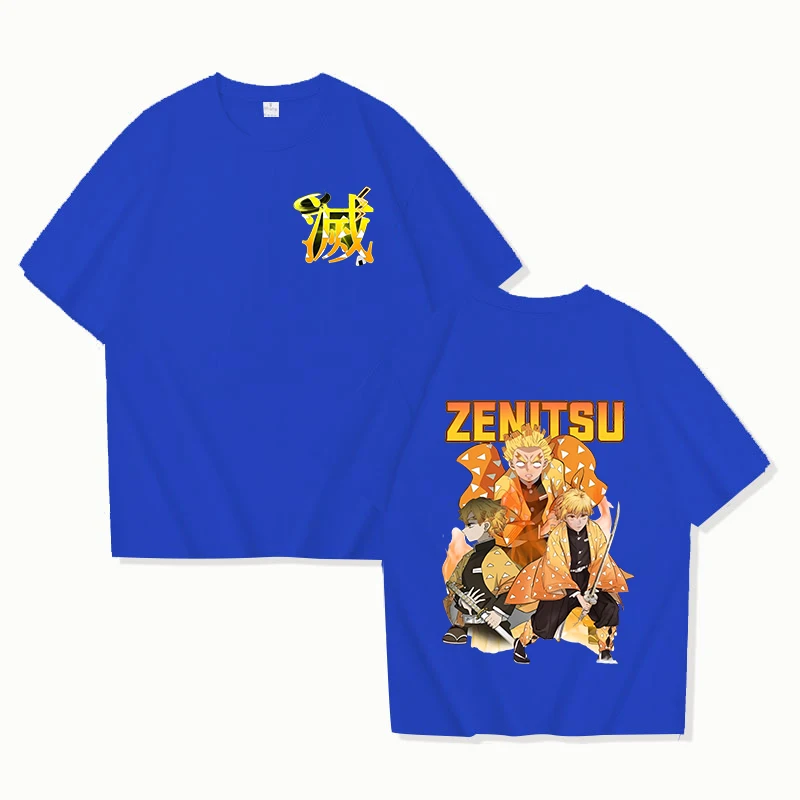 New Anime Agatsuma Zenitsu Graphic Print T-shirt Women Fashion Round Neck Loose Tee Shirt Unisex Casual Harajuku T-shirt