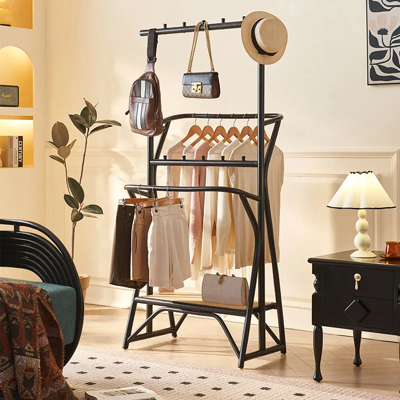 #Nordic Solid Wood Rattan Woven Coat Rack Modern Minimalist Designer Style Multifunctional Storage Hanger for Homestay