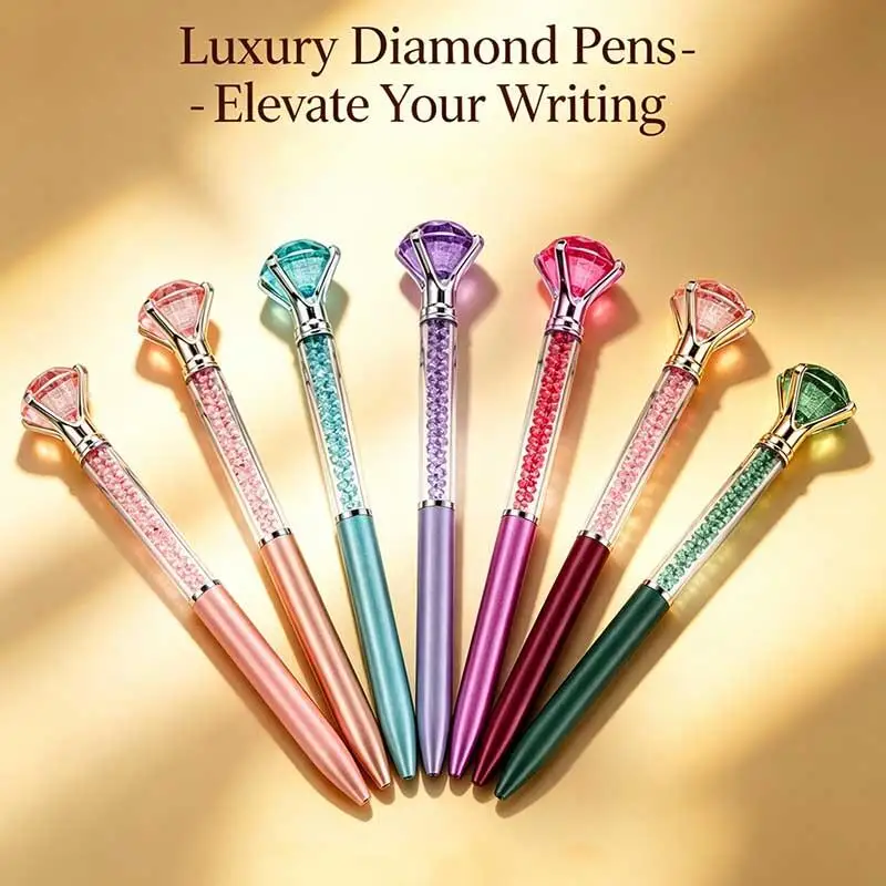

10-24Pcs Luxury Crystal Diamonds Ballpoint Pen Bling Metal Signature Pen for Women Office School Wedding Gift Christmas Business
