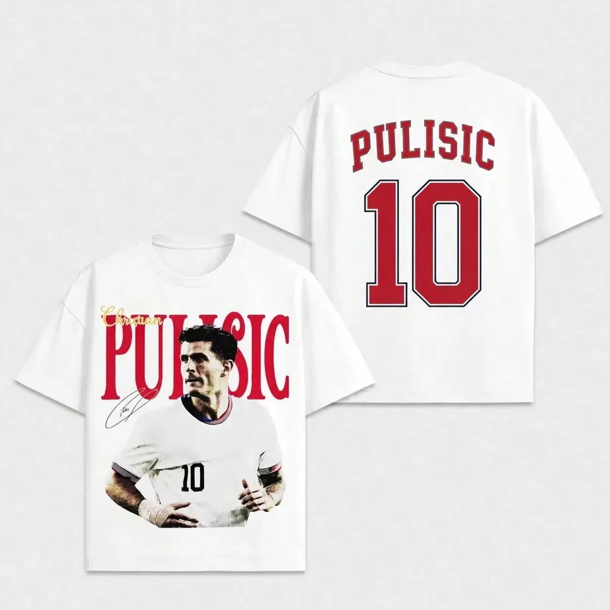 2026 Pulisic America No.10 Football T-shirt Men Women Summer Cotton Clothing Oversize Short Sleeved Top Streetwear Unisex
