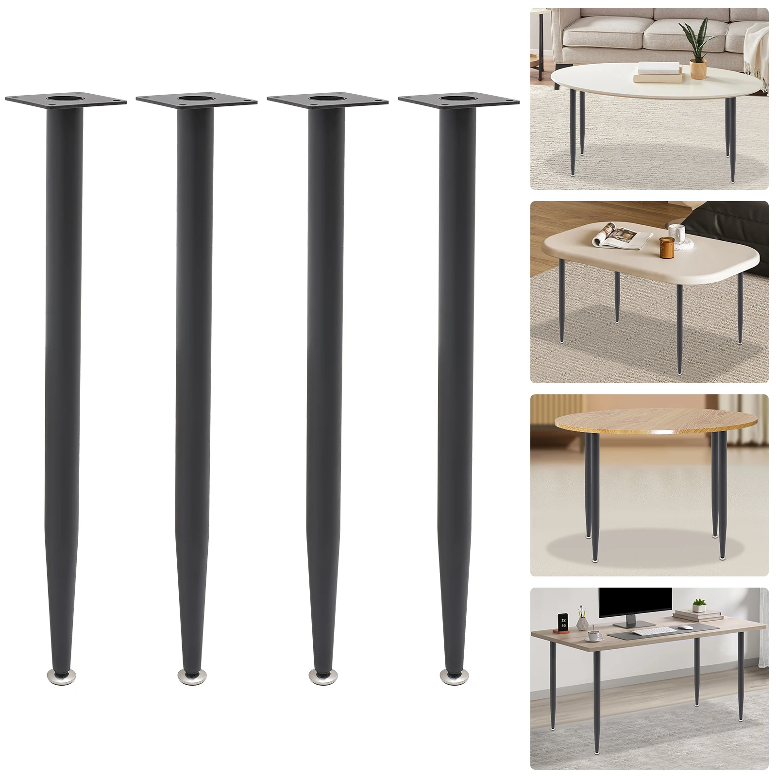 

4PCS Furniture Legs,with Rubber Foot Pads,55cm Height Table Legs Chair Feet,for Cabinets, Bookcases, Desks,White/Black/Gold