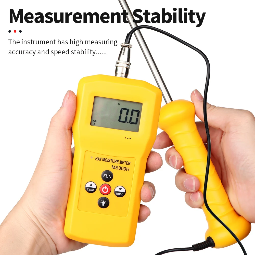 MS300H Portable Hay Moisture Meter for Cereal Straw Bran Forage Grass Leymus Chinensis Testing Fibre 0-80% Water Content Test