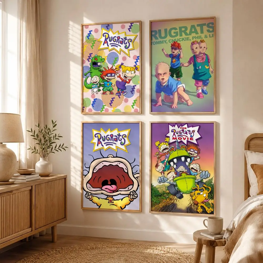 Retro Kids Cartoon R-Rugrats Poster All-match HD Waterproof Self-Adhesive Wall Art Sticker For Home Bedroom