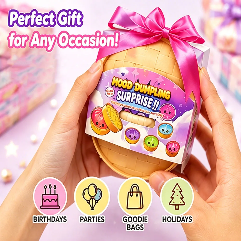3-teiliges süßes Gesichts-Malzzucker-Bao-Bun-Squishy-Dampfgarer-Set – Mystery-Zieh- und Dehnspielzeug, sensorisches Anti-Stress-Gadget für den Schreibtisch – Detail 3