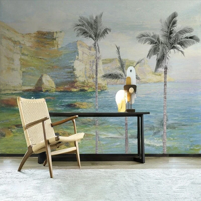 

MU8795Custom Nordic tropical plant coastal coconut grove patterns Nordic background walls modern living room TV background wall