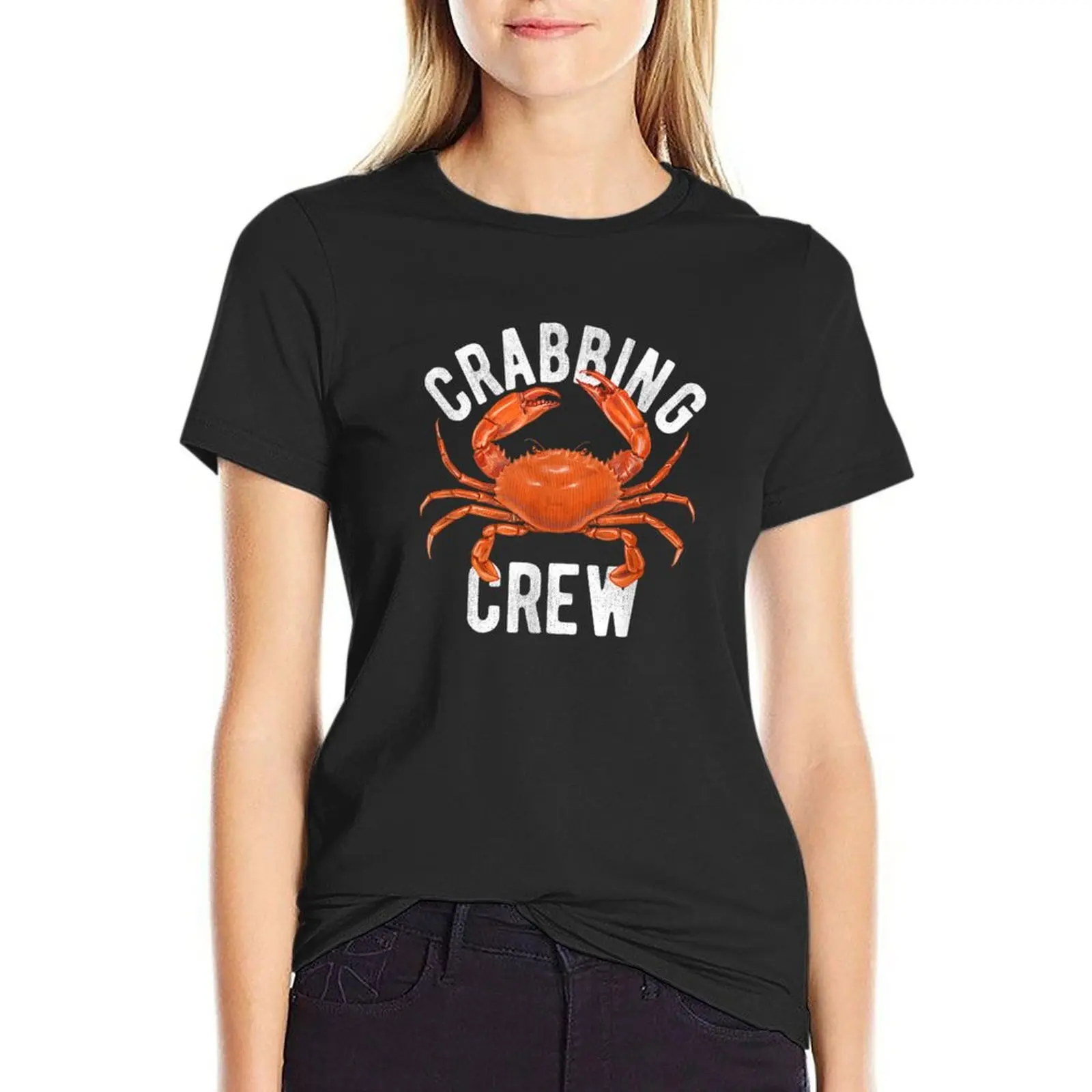 

Crabbing Crew Crab King Seafood Sf Team Fishing Gift T-Shirt Female clothing blanks animal print black t-shirts for Women