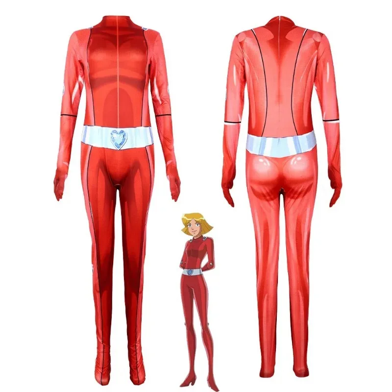 l2025l بدلة الهالوين T-Totally S-Spies النسائية التأثيرية للأطفال بدلة أنيمي البرسيم Ewing للهالوين سامانثا سيمبسون اليكسا