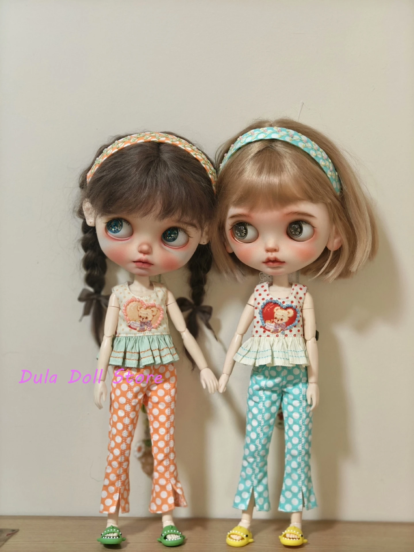 Dula Doll Clothes Dress Summer polka dot tank top pants for Blythe ob24 ob22 Azone Licca ICY JerryB 1/6 Bjd Doll