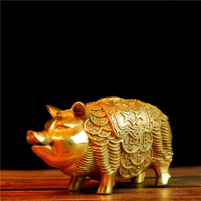 Pure Copper Pig Ornaments Recruitment Pig Saving Pot Zodiac Metal Pig Crafts Office Living Room Desktop Fill Missing Corners
