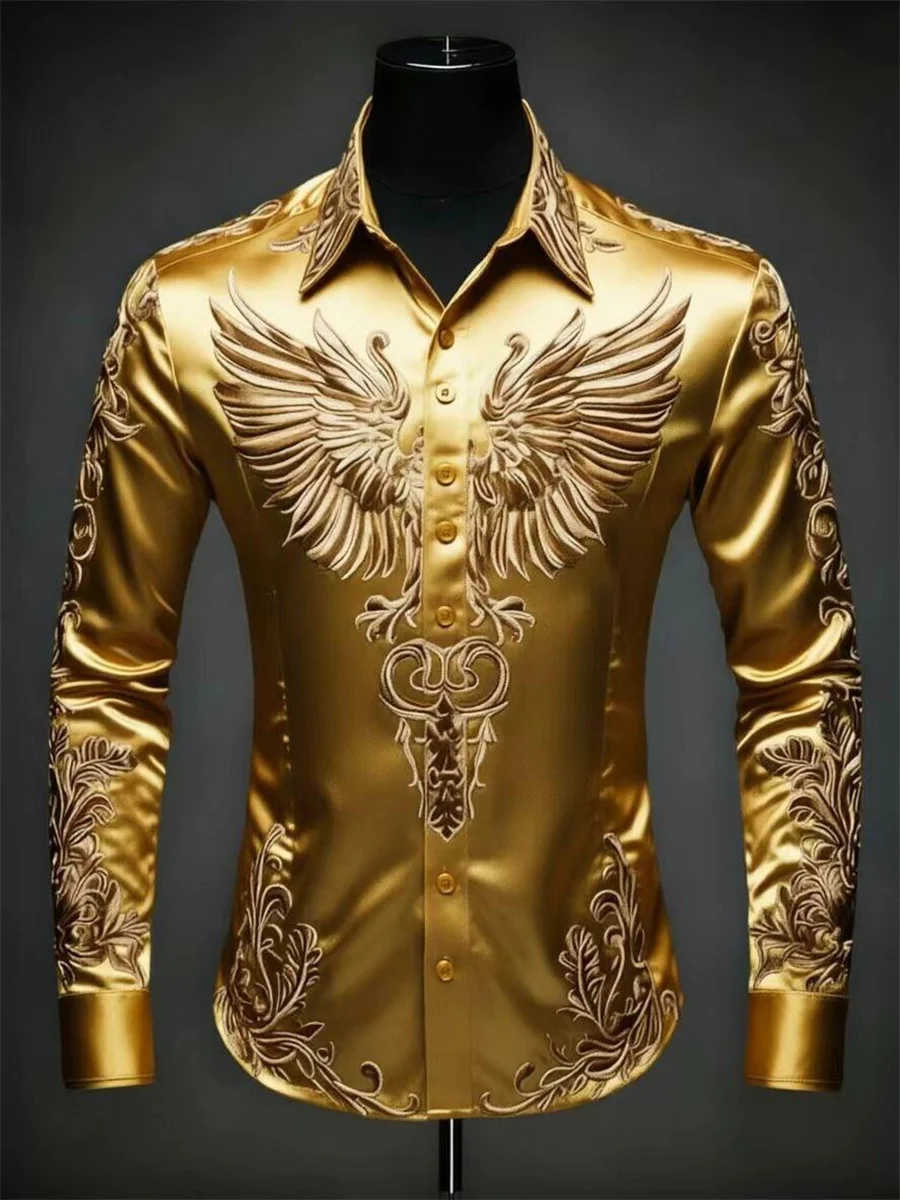 

Noble and elegant, high-quality and comfortable men's long sleeved shirt, fashionable trend, digital printing, street outdoor