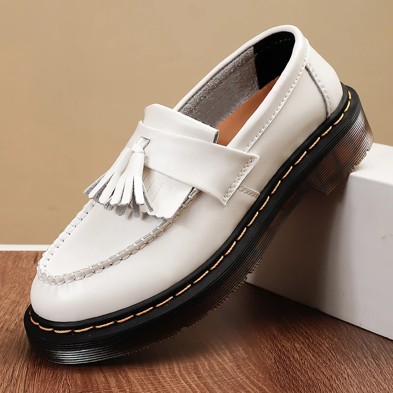 

Small Leather Shoes, Retro Tassel Genuine Leather Loafers, British Style Leather Shoes, Slip-On College Style Unisex Shoes, Tren