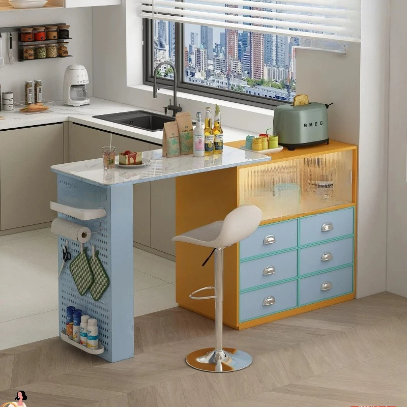 simple tone 2026 new ultra-thin island table integrated baking paint open kitchen size custom baking paint