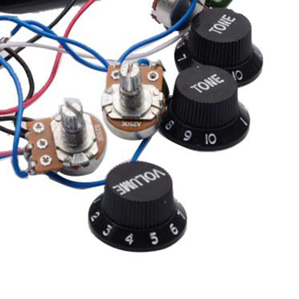 

-A12R 2Pcs Electric Guitar Pickup Wiring Harness Prewired 5-Way Switch Sss Pickup For St Electric Guitar - Black & White