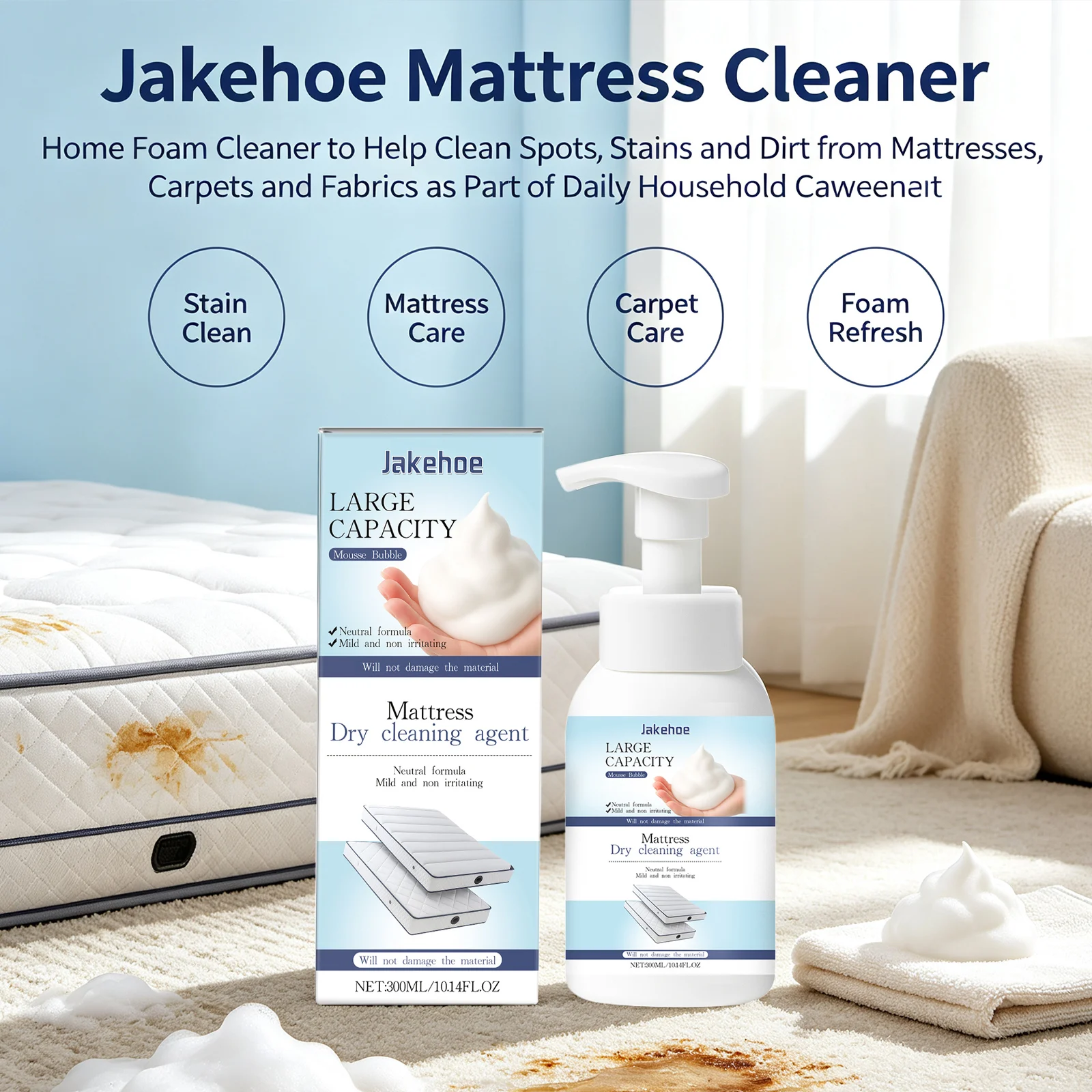 Powerful Mattress Stain Remover Eliminating Coffee Red Wine Urine Stains Fabric Sofa Dry Cleaning Foam Multi-function Detergent