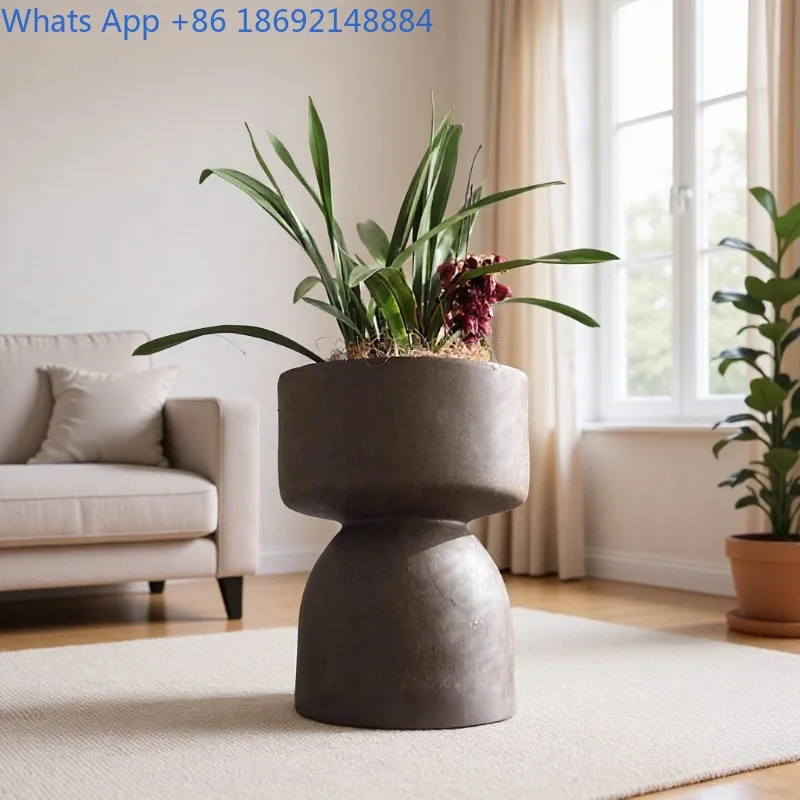 Tall Round Large Flower Pot Indoor Flower Pot Mall Green Plant Potted Plant Creative Ornament Flower