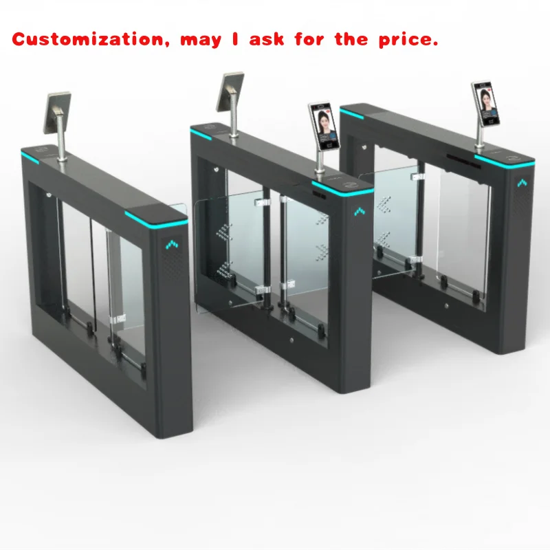 custom.Office Building Face Recognition Access Control Pedestrian Barrier Black Swing Turnstile Gate