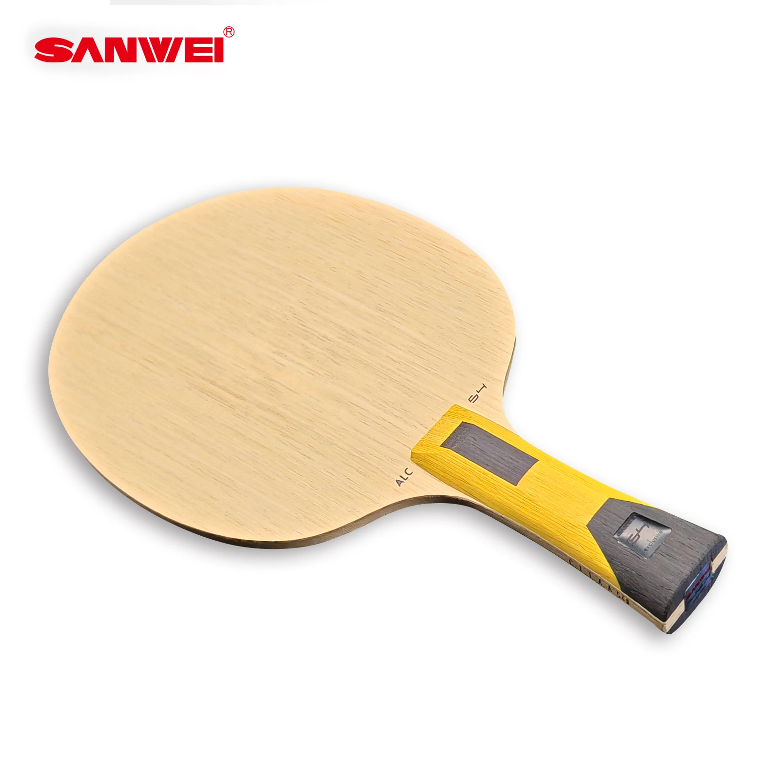 SANWEI 54 شفرة تنس الطاولة ALC باللون الأصفر الداخلي Ayous Core Ping Pong مجداف إيقاف + حلقة هجوم سريع احترافي من ألياف الكربون الداخلية